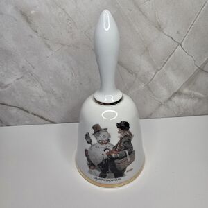 Norman Rockwell Danbury Mint Porcelain Collector Bell "Grandpa Snowman"